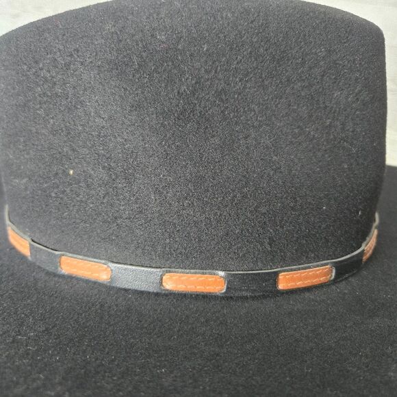 Original Authentic Stetson Stallion Black Wool Cowboy Hat Size 7 - Picture 5 of 15